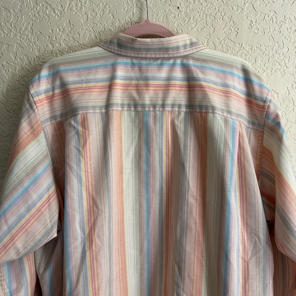 Lands' End Long Sleeve 3X Cotton Blend Pastel Striped Button Down Shirt - Picture 13 of 14
